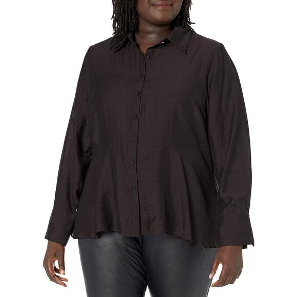 City Chic Tops - Quinn Peplum Button-Up Shirt- Size 18